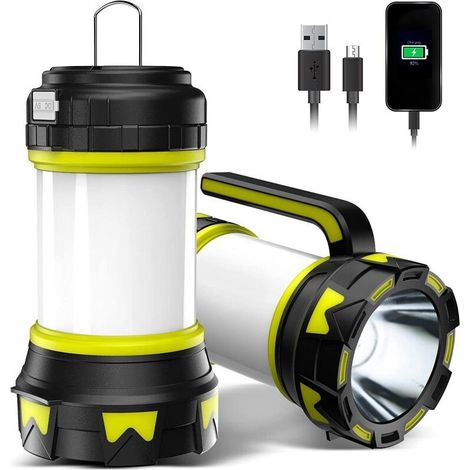 Wiederaufladbare Led-laterne, 1000 Lumen Campinglampe, 360° Tragbarer Projektor, Ultra-starke Campinglampe Mit 6 Modi, Usb-kabel Inklusive, Ipx6 Wasserdicht