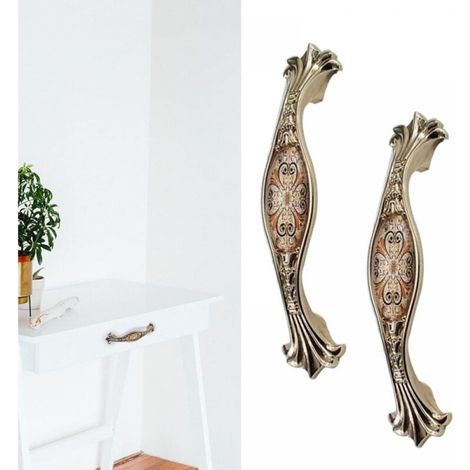 2er-set Möbelgriffe Aus Zinklegierung, Lochabstand 96 Mm, Antiker Stil Mit Blumenmotiv Und Schrauben, Für Küchenschubladen