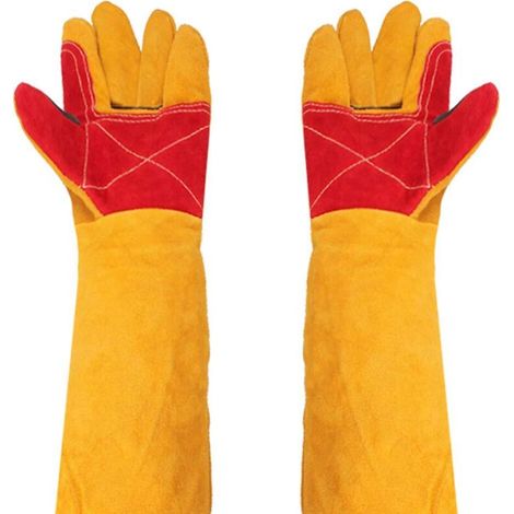 Schweißerhandschuhe Aus Leder – Extra Lange Ärmel 61 Cm – Hitzebeständig – Schutz Beim Schweißen, Grillen Und Gartenarbeit