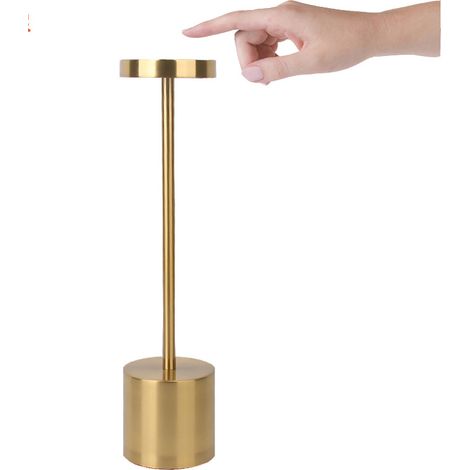 Kabellose Usb-tischlampe Mit Led, 1200 Mah, Aus Aluminium, Wiederaufladbar Für Esszimmer Oder Büro (lokales Gold)