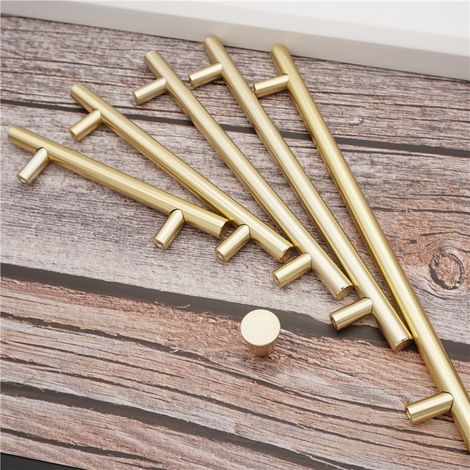 Gebürstetes Messing Türgriffe Für Küchenmöbel T-stangenknöpfe Aus Edelstahl Lochabstand 256 Mm 2 Stück