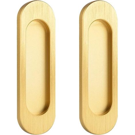 Ovale Schiebetürgriff, Selbstklebender Aluminiumlegierung-schiebetürgriff Ohne Bohren (gold, 100 Mm), 2 Stück