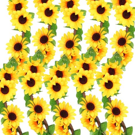5-teiliges Set Künstliche Sonnenblumen Girlande, 2,4 M Lang, Kunstblumen-girlande Aus Seide, Hängende Dekoration Für Partys, Wand- Und Gartendekoration