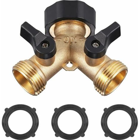 Doppelhahn Für Waschmaschine, Gu.b/guter Gartenhahn-verteiler Aus Messing, Y-adapter Mit 3 Gummischeiben, 3/4 Zoll Für Anschluss Von 2 Geräten, Doppelhahn-ausgang Für Wasserhahn