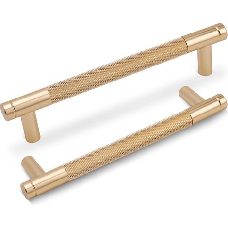 Geriffelte Schrankgriffe, Mittellochabstand 96 Mm, Gold, 2 Stück
