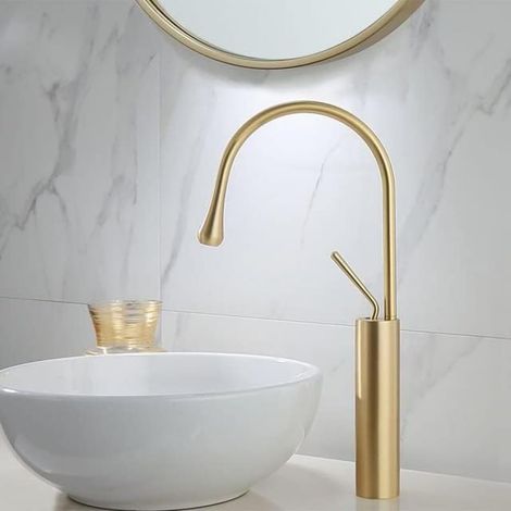 Waschbeckenarmatur, Gebürstete Goldene Waschtischarmatur, Hochwertige Armatur, Kalt- Und Warmwasser-waschbeckenarmatur Für Das Badezimmer
