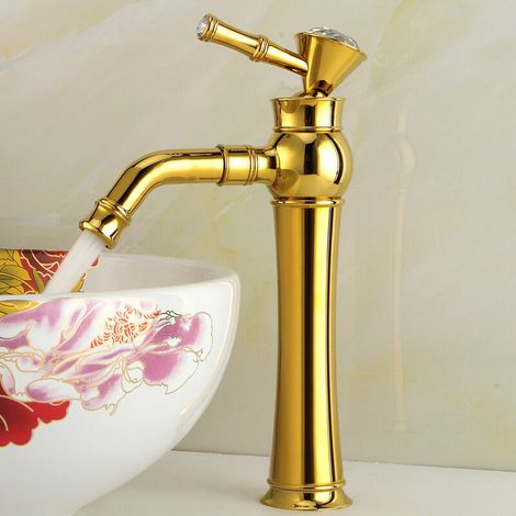 Waschtischmischer, Waschtischarmatur Für Badezimmer, Luxuriöse Badarmatur, Kristall-chrom-waschtischarmatur (gold, Hoch)