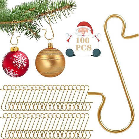 Weihnachtsbaum-ornamenthaken, 100 Stück S-förmige Haken Für Weihnachtskugeln, Dekohalter Für Den Weihnachtsbaum Und Weihnachtsgirlanden (gold, 100er Pack)