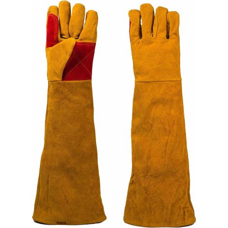 Paar Schweißhandschuhe, Schützende, Isolierte, Verschleißfeste Arbeitshandschuhe Aus Rindsleder Für Feuerfestes Schweißen, Lagerfeuer-schweißen, Schmiedearbeiten Am Kamin, Grillen, 60 Cm