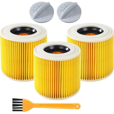 3 X Kärcher Staubsauger-filterkartusche, Filter Kompatibel Mit Kärcher Wd3 Mit Bürste Für [wd3, Wd2, Wd1, Mv3, Mv2, A, K, Knt, Se, Vc], Ersetzt 6.414-552.0, 6.414-772