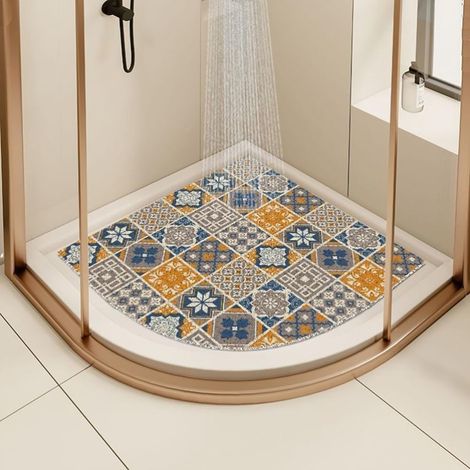 Gelbe Eck-duschmatte Für Viertelkreis-badewanne, Schimmelresistent, Rutschfest, 60 X 60 Cm