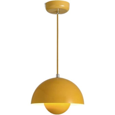 Led-hängeleuchte, Eingelassene Kugelform Modernistische Metall-pendelleuchte Für Wohnzimmer, Schlafzimmer, Esszimmer, Kücheninsel - 10"/25cm Macaron-gelb, Warmes Licht