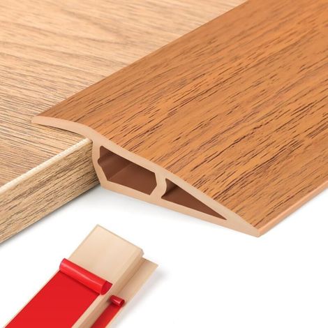 Klebe-pvc-schwellenprofil, Türschwelle, Höhenverstellbares Vinyl-profil, Niveauausgleich (gelbes Holzmaserung, 1015 Mm Höhe, 1 M Länge)
