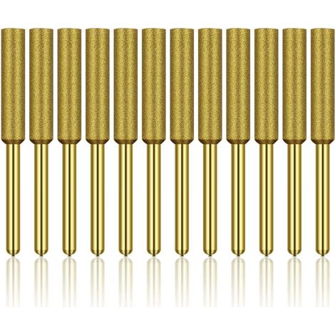 12 Stück Kettensägen-schleifer, Hochfeste Titan-beschichtete Schleifköpfe, Kettensägen-schärfsteine, 3/16 Zoll (4,8 Mm)