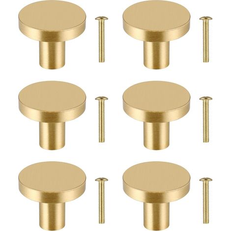 6 Massive Messing-griffe (2,5 X 2,5 X 2 Cm), Schrankmöbelgriffe, Goldene Möbelgriffe Für Schminktische (mit 6 Schrauben)