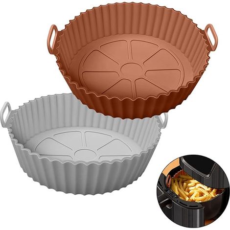 Airfryer-silikonform, 2 Stück Runde, Lebensmittelechte, Antihaftbeschichtete Silikoneinsätze Für Die Heißluftfritteuse, Wiederverwendbare Alternative Zu Brennbarem Backpapier, Passend Für 3qt - 5qt He