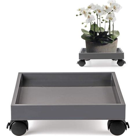 Gefäßwagen Für Blumentöpfe, Pflanzenroller Mit Rollen, Untersetzer Aus Abs, Zum Bewegen Von Blumentöpfen, Terrassenpflanzen, Tragfähigkeit 50 Kg (quadratisch)