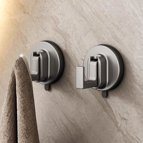 Saugnapfhaken, Grau, Durchmesser 7 Cm, 2er-pack, Wandmontage Ohne Bohren, Für Bad Und Küche