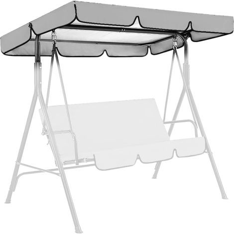 Gris, Gartenschaukel-husse, 249 X 185 X 18 Cm, Wasserdicht Und Langlebig, Universeller Ersatz-überdachungsstoff Für Gartenschaukeln, Oxford-gewebe, 3-sitzer, Uv-schutz