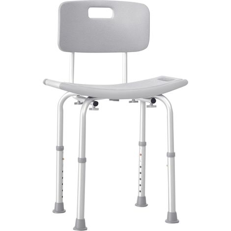 Duschstuhl, Ergonomischer Duschsitz, Höhenverstellbar, Rutschfeste Füße, Max. Belastung 136 Kg, Aluminium, Hdpe, Grau