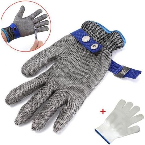 Schnittschutz-handschuh Für Metzger - Aus Edelstahl - Größe L - Grau