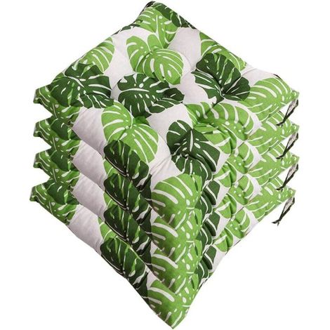 4er-set Stuhlkissen 40x40x6 Cm – 100 % Polyester-füllung – Befestigung Mit Bändern – Maschinenwaschbar Bis 30 °c