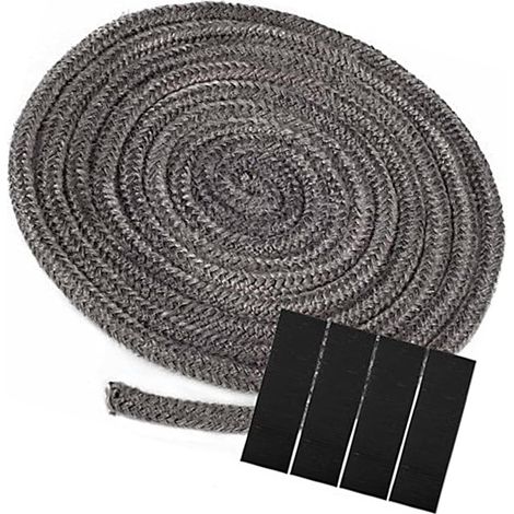 Dichtungsband Für Kamin, Grau, Rolle 14 Mm X 3 M, Aus Ungiftigem Glasfaser, Austauschbare Dichtung, Für Kamin Und Holzofen.