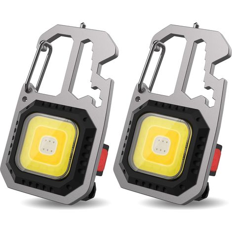 Tragbare Schlüsselanhänger-lampe, Grau, 4,6 X 2,5 X 8,2 Cm, 2er-set Taschenlampen Mit Flaschenöffner, Wiederaufladbare Mini-taschenlampe Für Draußen