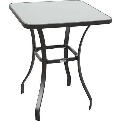 Quadratischer Bistro-tisch Jardin, 68 X 68 X 84 Cm, Metall Epoxydharzbeschichtet Grau, Tischplatte Aus Gehärtetem Granitglas