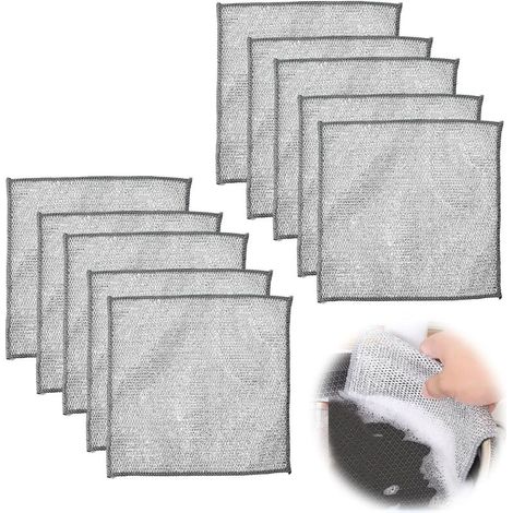 10er-pack Geschirrtücher, Glasreinigungstuch, Metallfaser-geschirrtuch, Multifunktionales Mikrofaser-reinigungstuch