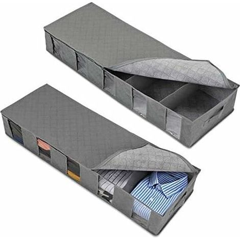 2 Stück Flexible Aufbewahrungsboxen Für Unter Dem Bett, Mit Deckel Und Reißverschluss, Kleidersack Für Kleidung, Decken, Schuhe, Pullover