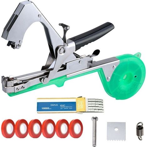 Pflanzenbindemaschine Klebebandwerkzeug Für Gartenpflanzen Tapener - Gartenbandgerät Mit Bändern, S- Und L-klammern Sowie Ersatzklingen, Pflanzenbindemaschine-liaiki