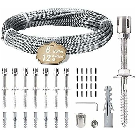 Kletterpflanzen-halterung – Edelstahl-aufhängeset 12 M – 8 Spanner Aus Edelstahl 304 – Korrosionsbeständig