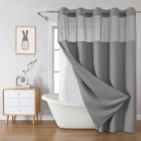 Duschvorhang, Wasserdichter Stoff, Badezimmer, Grau, 54 X 80 Zoll