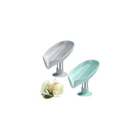 2 Stück Seifenhalter, Seifenschale Für Badezimmer Und Dusche, Saugnapf-seifenhalter, Blattförmiger Seifenhalter Für Bad Und Küche (grün Und Grau)