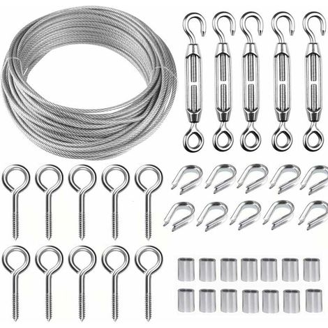 5 M/2 Mm Edelstahl-seilset Mit Robustem M5-drahtspanner, Zaunrollen-set, Kabelgeländer-set, Gartendrahthalter Für Kletterpflanzen