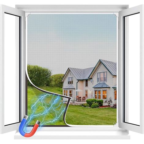 Magnetisches Fensterfliegengitter, Fliegengitter Bis Zu 130x150 Cm, Verstellbare Größe Mit Abnehmbarem Rahmen, Fiberglas-fliegengitter, Einfache Montage Ohne Bohren Oder Schrauben