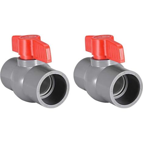 2 Stück Graue Pvc-kugelhähne, 40 Mm, Für Wasserzuleitungsrohre Mit Schiebekupplung