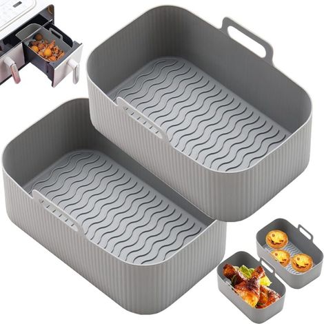 Wiederverwendbarer Frittierkorb Für Heißluftfritteuse – Antihaftbeschichtung – Hitzebeständig Bis 240 °c – Maße 19,5x12x7 Cm - Zubehör-2