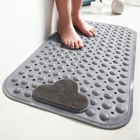 40x70cm - Rutschfeste Duschmatte Mit Saugnäpfen Und Ablauföffnungen, Duschmatte Mit Massagelkissen