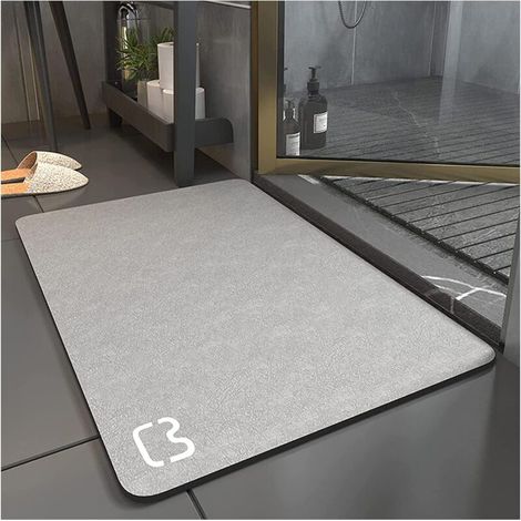 Rutschfester, Super Saugfähiger Diatomeen-badteppich, Mikrofaser-badezimmerteppich, Badewannenteppich, Weicher Duschteppich Mit Schnellem Trocknen (grau, 50 X 80)