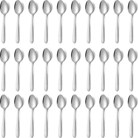 30-teiliges Set Aus Silberfarbenen Edelstahl-kaffeelöffeln (20 Cm X 4,5 Cm X 2,2 Mm), Spülmaschinenfest, Löffel, Kaffeelöffel, Küchen-kaffeelöffel.
