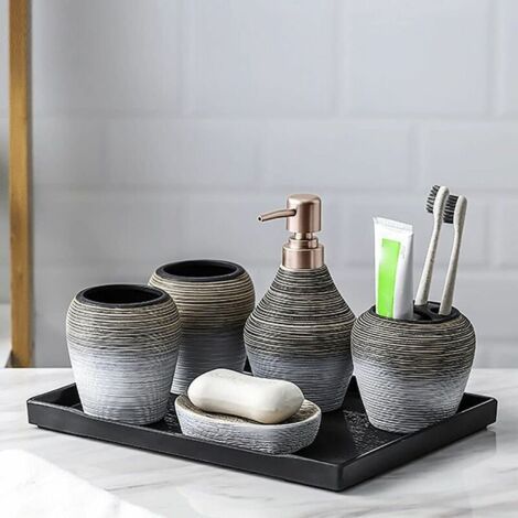 Set Aus Keramik-badezimmeraccessoires, 5-teiliges Badezimmer-accessoire-set Mit Ablage