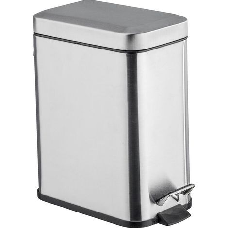 Kleiner Badezimmer-mülleimer, 5l Pedaleimer, Quadratisch, Edelstahl, 14x29,5x28 Cm, Matte Oberfläche