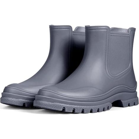 1 Paar Graue Regenstiefel Für Damen, Größe 38, Wasserdichte Gummistiefel, Rutschfeste Gartenstiefel