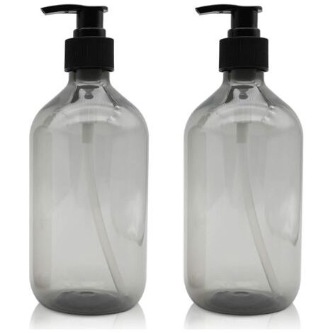 2 Stück Seifenspender 500 Ml, Leere Plastikflaschen Mit Vakuumpumpe, Nachfüllbar Für Ätherische Öle, Lotionen, Shampoo, Conditioner (grau)