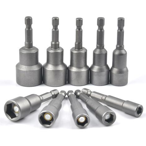 Satz Von 10 Magnetischen Sechskant-steckschlüsseleinsätzen Für Schlagbohrschrauber, 6-19 Mm, Magnetische Steckschlüssel, Satz Von Sechskant-steckschlüsseleinsätzen, Adapter Für Magnetische Sechskant-s