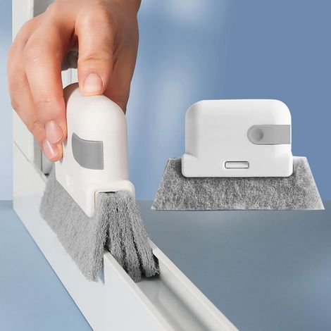Magisches Reinigungswerkzeug Für Fensterbänke, Enge Räume, Schienen Und Schlitze Von Schiebetüren, Kompaktes Tragbares Werkzeug Mit Dichten Borsten Für Die Haushaltsreinigung, Grau