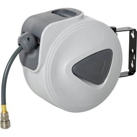 Luftschlauchaufroller - Schlauch: 10 M + 0,9 M - Innendurchmesser 3/8" (9,5 Mm), 1/4" (6,35 Mm) Bspt - Automatischer Grauer Aufroller Für Einziehbare Luftschläuche