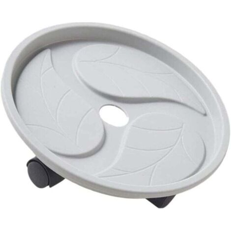 Runder Mobiler Pflanzenwagen, Pflanzgefäß Mit Beweglichen Rädern, Mobiler Trolley, Tablett, Blumentopfständer Für Innen- Und Außenbereich, Grau, 27 Cm